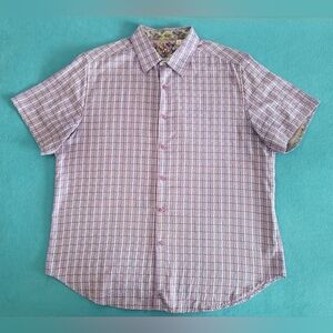 Robert Graham Short Sleeve Shirt Mens Size XXL Classic Fit Blue Purple Geometric